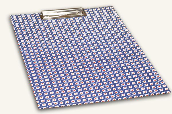 Blue and red clipboard "Gustl", handmade clipboard, retro graphics